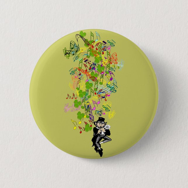 Lucky Leprechaun With Shamrocks 2 Inch Round Button (Front)