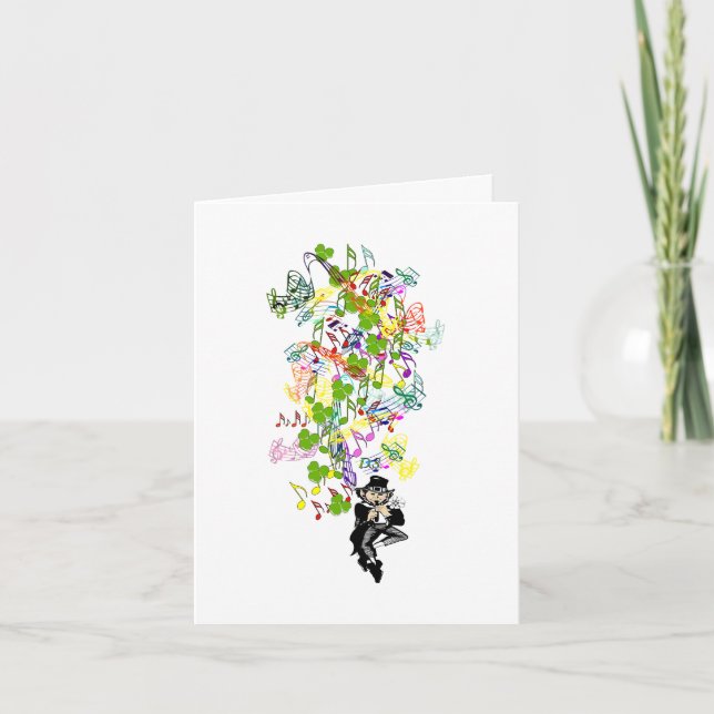 Lucky Leprechaun With Shamrocks Card (Front)