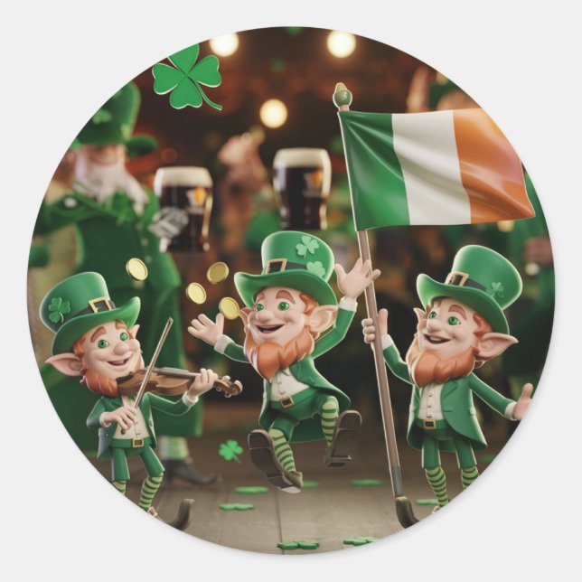 Lucky leprechauns saint Patrick Classic Round Sticker (Front)