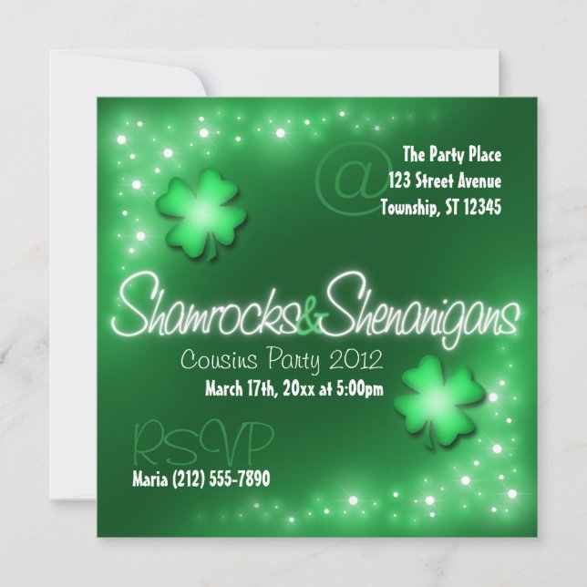 Lucky Lights - Shamrocks & Shenanigans Invitations (Front)