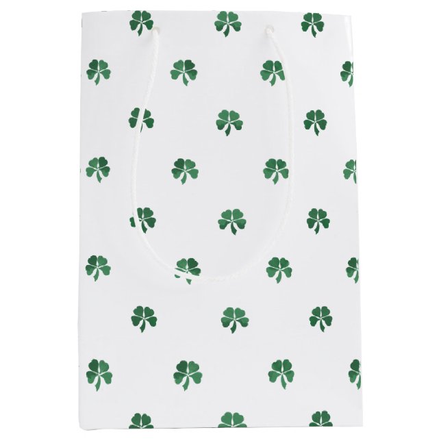 Lucky Little Four Leaf Clovers Saint Patricks Day Medium Gift Bag (Front)