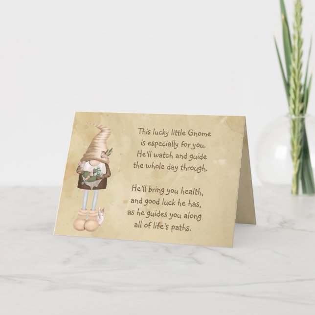 Lucky Little Gnome Good Health Luck Fun Card (Front)