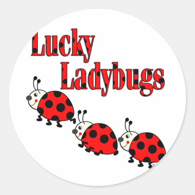 Lucky Little Ladybugs Classic Round Sticker (Front)