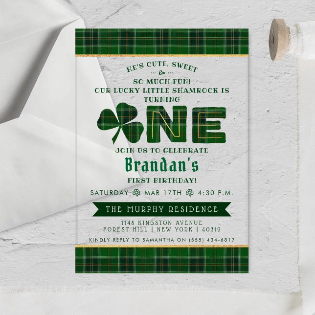 Lucky Little Shamrock 1st Birthday Acrylic Invitations (Creator Uploaded)