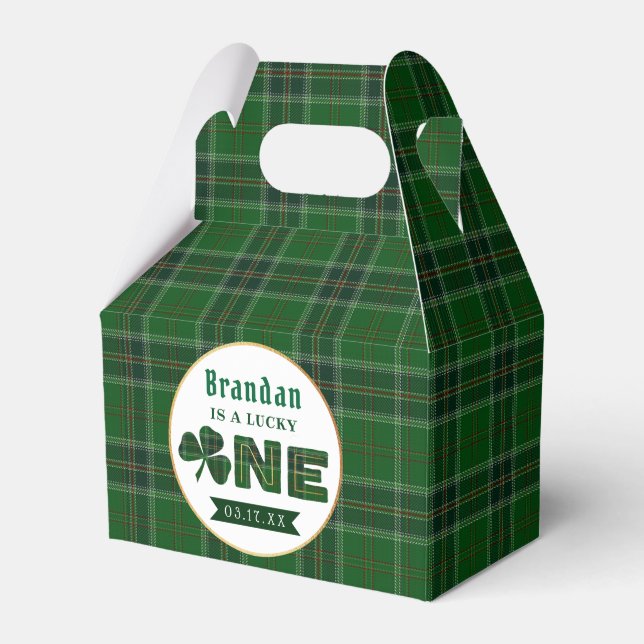 Lucky Little Shamrock 1st Birthday Favor Box (Front Side)