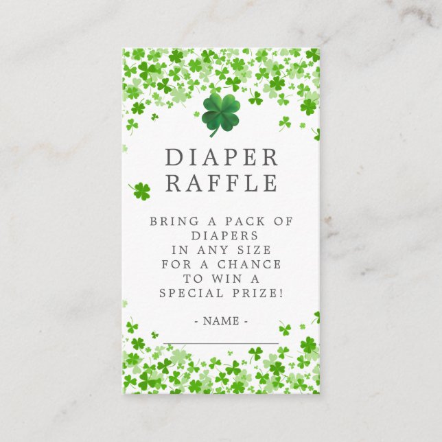 Lucky Little Shamrock Baby Shower Diaper Raffle  E Enclosure Card (Front)