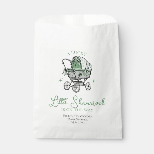 Lucky Little Shamrock St Patricks Baby Shower Favour Bag (Front)