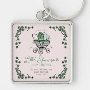 Lucky Little Shamrock St Patricks Day Baby Shower Keychain
