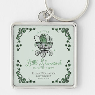 Lucky Little Shamrock St Patricks Day Baby Shower Keychain