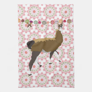 Lucky Llama & Butterfly Pink Ornate Kitchen Towel