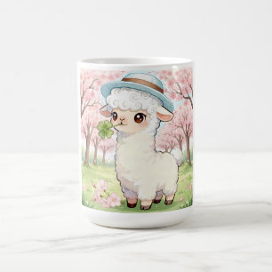 Lucky Llama in Cherry Blossom Garden Coffee Mug