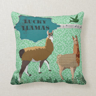 Lucky Llamas Green Mojo Pillow