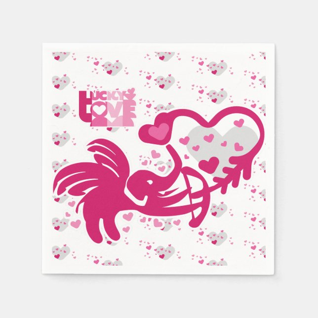 LUCKY LOVE ELEPHANT CUPID ELEPHANT BY MASANSER NAPKIN (Front)