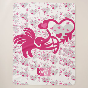 LUCKY LOVE ELEPHANT CUPID ELEPHANT BY MASANSER SHERPA BLANKET