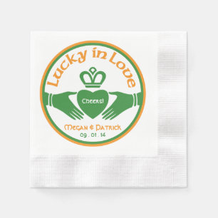 Lucky Love Irish Claddagh Personalized Wedding Napkin
