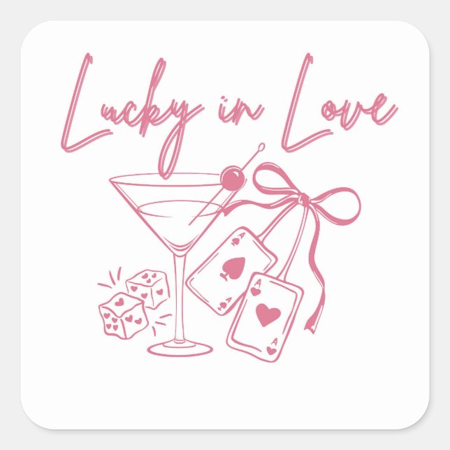 Lucky Love Vegas Casino Bachelorette Bridal Party Square Sticker (Front)