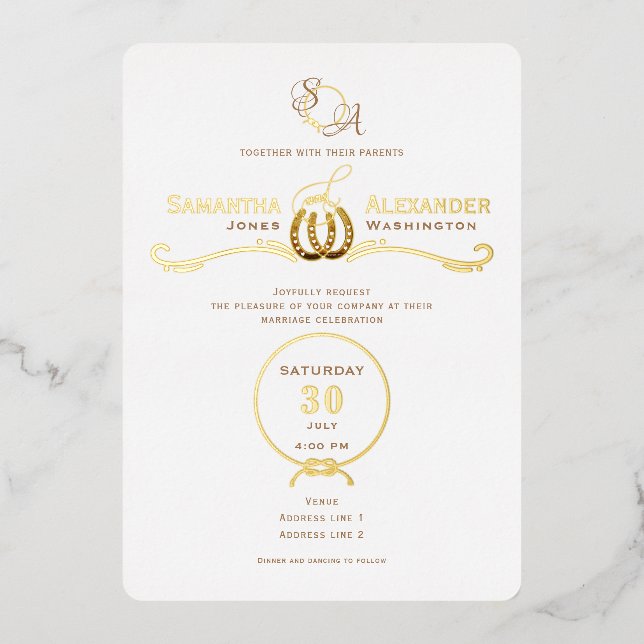 Lucky Love Western Rustic Barn Horseshoes Wedding (Front)