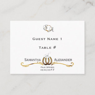 Lucky Love Western Rustic Barn Horseshoes Wedding Place Card