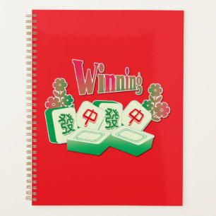 Lucky Mahjong Player Winning Tiles Floral Planner