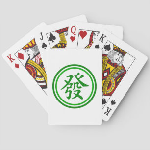 Lucky Mahjong Symbol - Green and White Playing Cards