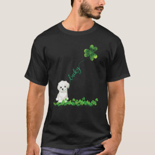 Lucky Maltese Dog Shamrock St Patrick Day For Wome T-Shirt