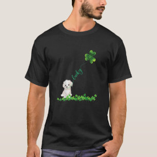 Lucky Maltese Dog Shamrock St Patrick Day T-Shirt