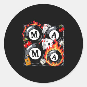 Lucky Mama Billiard 8 Cherry Mother's Day Mom Life Classic Round Sticker