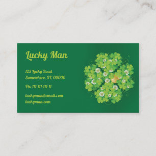 Lucky Man   Gold Clover Business Card