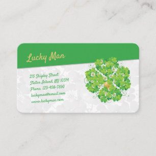 Lucky Man   Gold Coin Clover Business Card