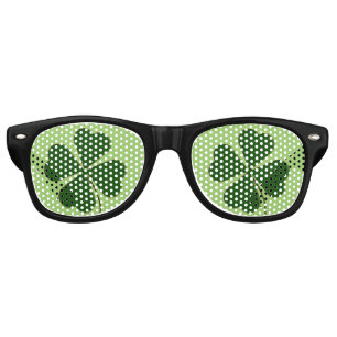 Lucky Man   Green Clover Retro Sunglasses