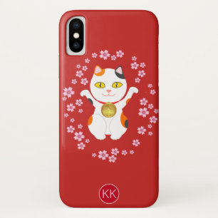 Lucky Maneki-Neko Beckoning Cat With Monogram Case-Mate iPhone Case