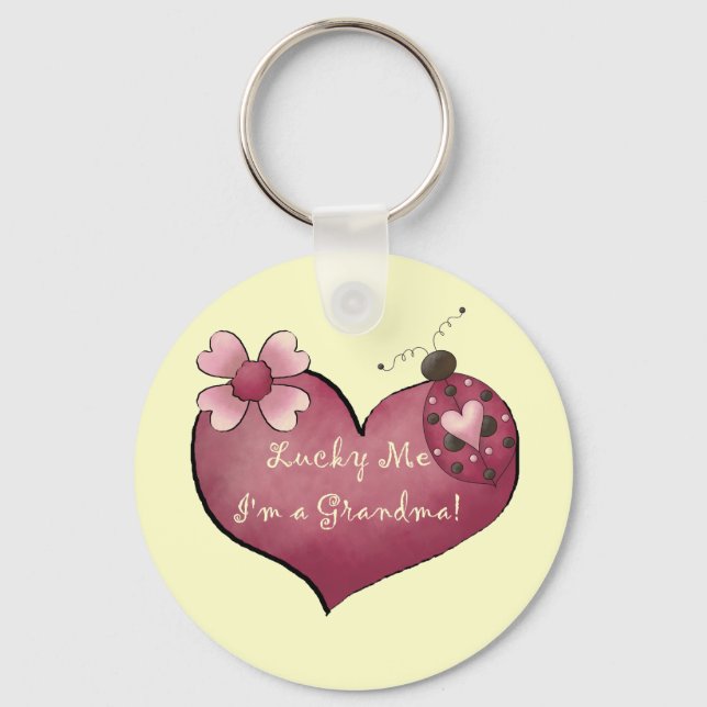 Lucky Me I'm a Grandma Tshirts and Gifts Keychain (Front)