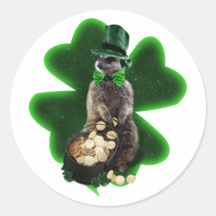 Lucky Meerkat St. Patrick's Day Classic Round Sticker