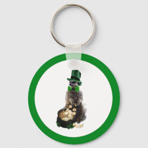 Lucky Meerkat with Pot Of Gold St. Patrick's Day Keychain