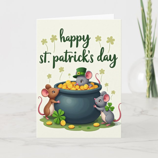Lucky Mice St Patricks Day Card (Front)
