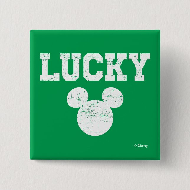 Lucky Mickey Mouse | St. Patrick's Day 2 Inch Square Button (Front)