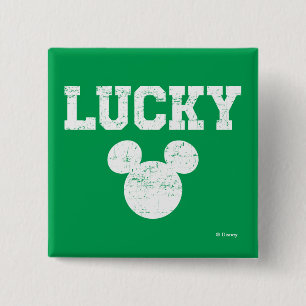 Lucky Mickey Mouse   St. Patrick's Day 2 Inch Square Button
