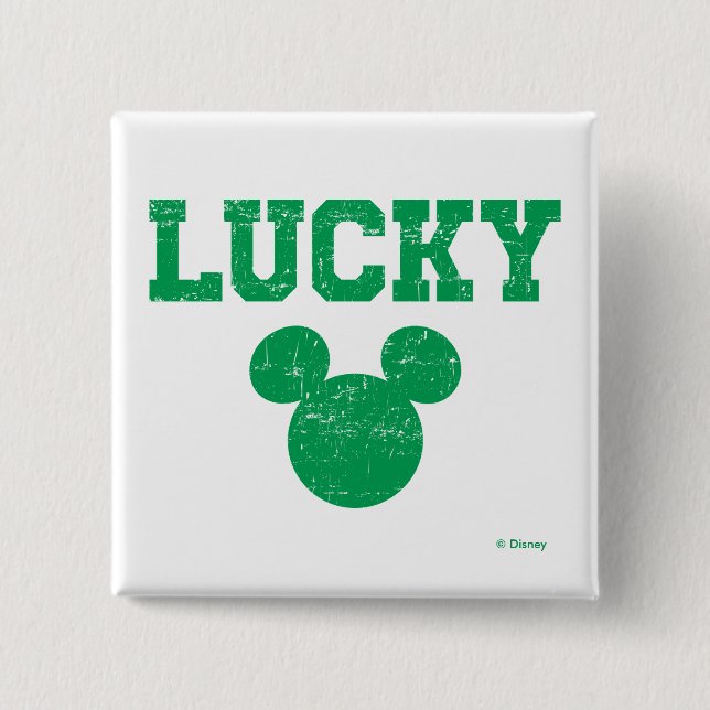 Lucky Mickey Mouse | St. Patrick's Day 2 Inch Square Button (Front)