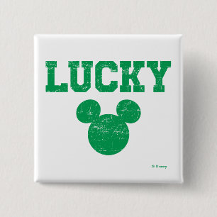 Lucky Mickey Mouse   St. Patrick's Day 2 Inch Square Button