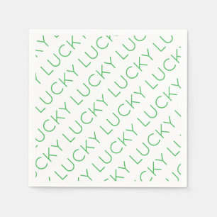 LUCKY Modern Typography Shamrocks Irish Fun Napkin