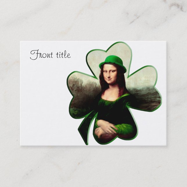 Lucky Mona Lisa St Patrick's Day Shamrock Business Card (Front)