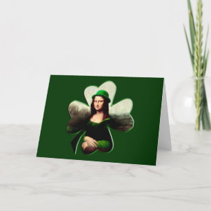 Lucky Mona Lisa St Patrick's Day Shamrock Card