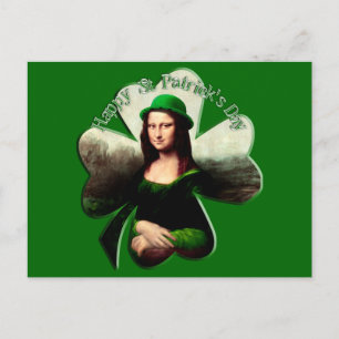 Lucky Mona Lisa St Patrick's Day Shamrock Postcard