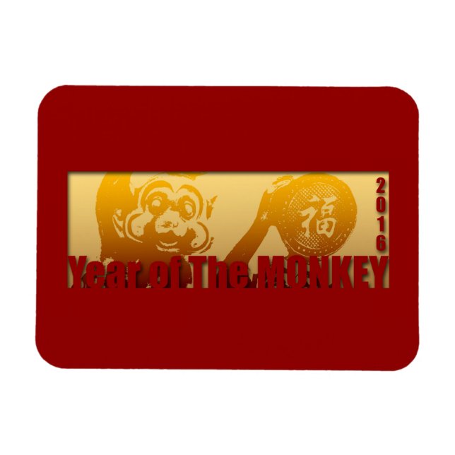 Lucky Monkey Année 2016 Greeting Magnet 1 (Horizontal)