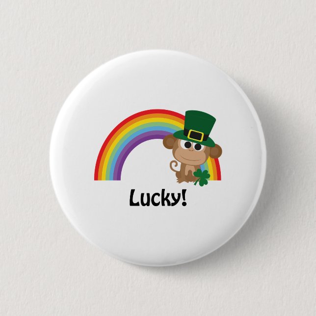 Lucky Monkey Leprechaun 2 Inch Round Button (Front)