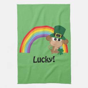 Lucky Monkey Leprechaun Kitchen Towel