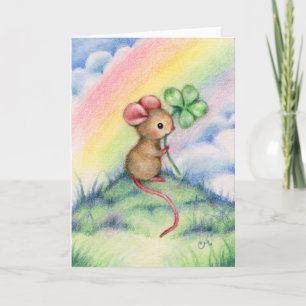 Lucky Mouse - Cute Animal Art Card