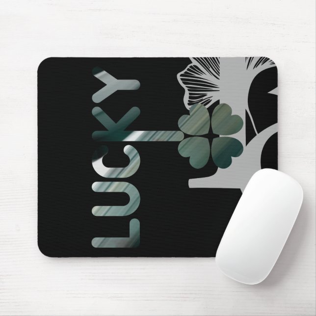 LUCKY Mousepad Trend Abstract Art Black Green (With Mouse)