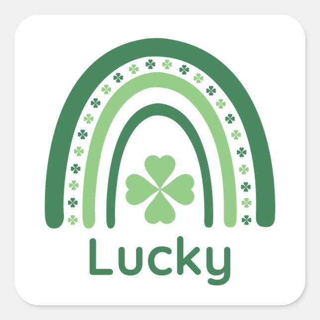 Lucky Name Clover Boho Rainbow Square Sticker (Front)