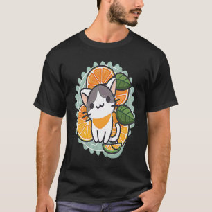 Lucky Neko Cat's Cute Citrus Orange Adventure T-Shirt